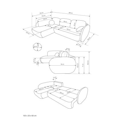 Γωνιακός καναπές-κρεβάτι OLBIA, μετατρέψιμος με αποθηκευτικό χώρο, σε σχήμα L, δεξιός, μπεζ