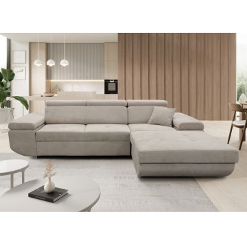 Γωνιακός καναπές-κρεβάτι σε σχήμα L CASTELO με αποθηκευτικό χώρο, δεξιός, γκρι