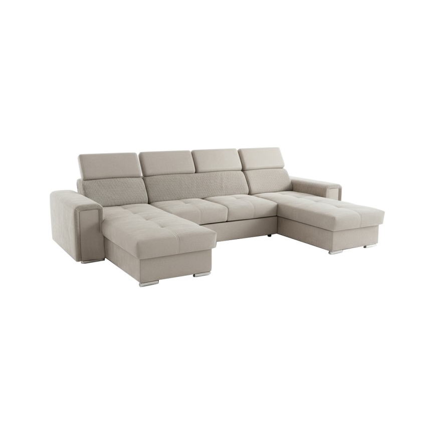 Εκτάσιμη γωνιακή σύνθεση σε σχήμα U με αντιστρεπτή γωνία και αποθηκευτικό χώρο SALVADA, μπεζ