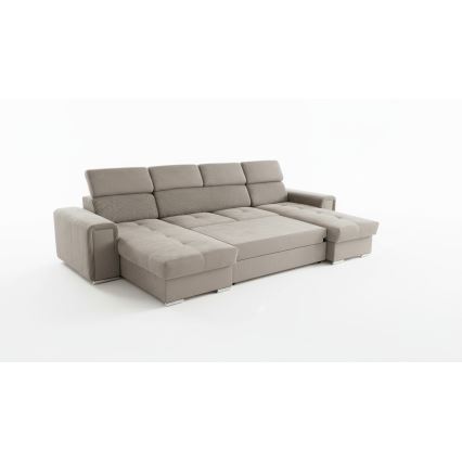 Εκτάσιμη γωνιακή σύνθεση σε σχήμα U με αντιστρεπτή γωνία και αποθηκευτικό χώρο SALVADA, μπεζ