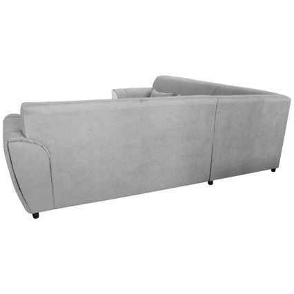 Γωνιακός καναπές-κρεβάτι VISEU σε σχήμα L με αποθηκευτικό χώρο, δεξιάς γωνίας, γκρι/λευκό