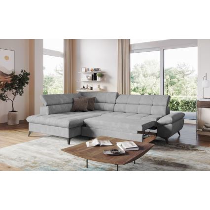 Ανακλινόμενος γωνιακός καναπές σε σχήμα L MARANO αριστερός γκρι