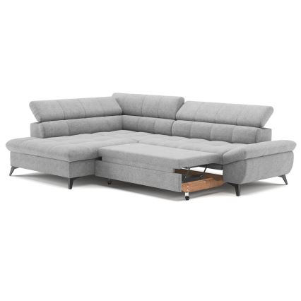 Ανακλινόμενος γωνιακός καναπές σε σχήμα L MARANO αριστερός γκρι