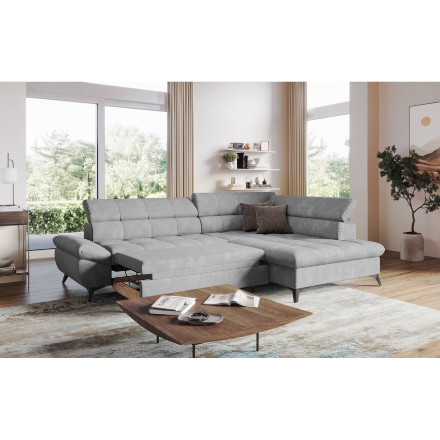 Γωνιακός καναπές σε σχήμα L MARANO, δεξιά πλευρά, γκρι