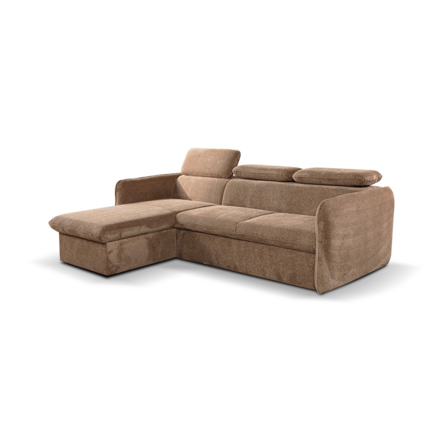 Γωνιακός καναπές σε σχήμα L με αποθηκευτικό χώρο BEJA, αριστερή πλευρά, μπεζ