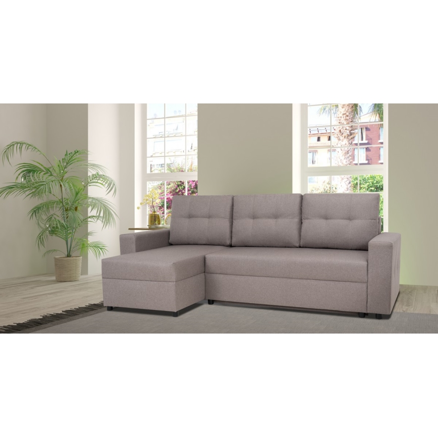 Πολυμορφικός γωνιακός καναπές με λειτουργία ύπνου και αποθηκευτικό χώρο SEVILLA σε γκρι χρώμα