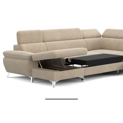Γωνιακός καναπές σε σχήμα U CATANIA με αποθηκευτικό χώρο, δεξιά, μπεζ