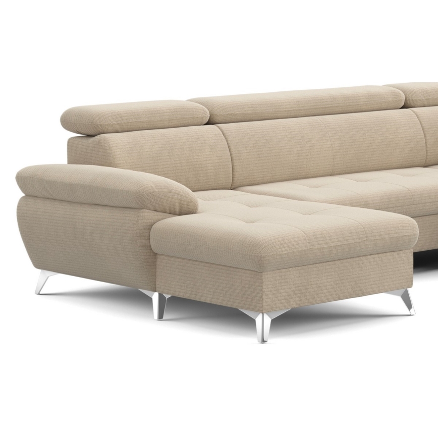 Γωνιακός καναπές σε σχήμα U CATANIA με αποθηκευτικό χώρο, δεξιά, μπεζ