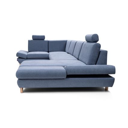 Αναδιπλούμενη γωνιακή επενδεδυμένη σύνθεση καθιστικού AVESTA σε σχήμα U με αποθηκευτικό χώρο, μπλε
