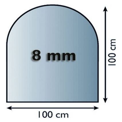 Γυάλινο προστατευτικό τζακιού 1000x1000x8 mm μισή αψίδα