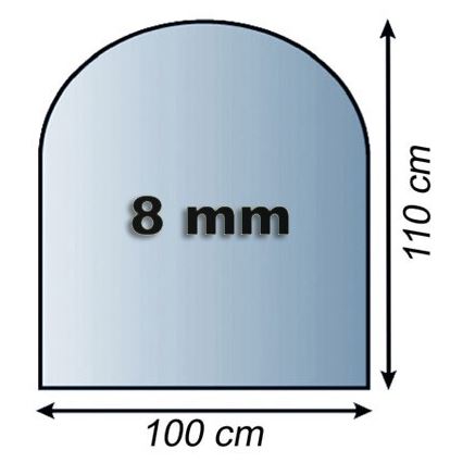 Γυάλινο προστατευτικό τζακιού 1100x1000x8 mm μισή αψίδα