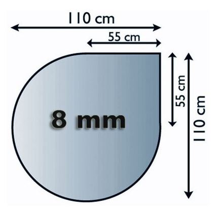 Γυάλινο προστατευτικό τζακιού 1100x1100x8 mm tear