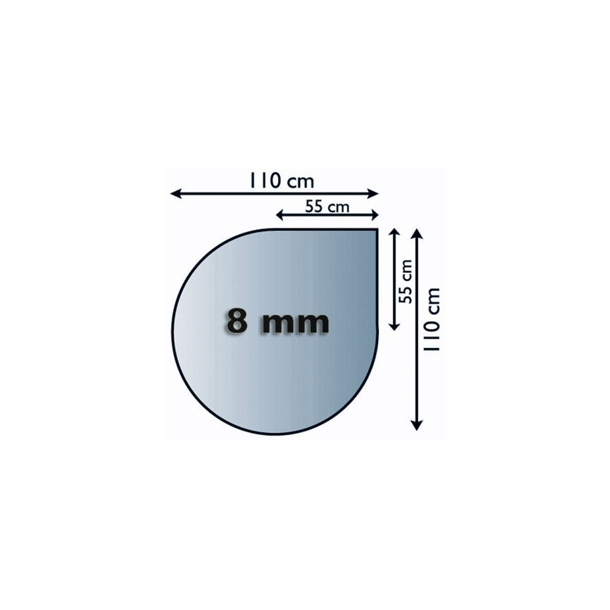 Γυάλινο προστατευτικό τζακιού 1100x1100x8 mm tear