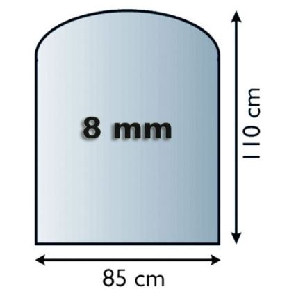 Γυάλινο προστατευτικό τζακιού 1100x850x8 mm μισή αψίδα
