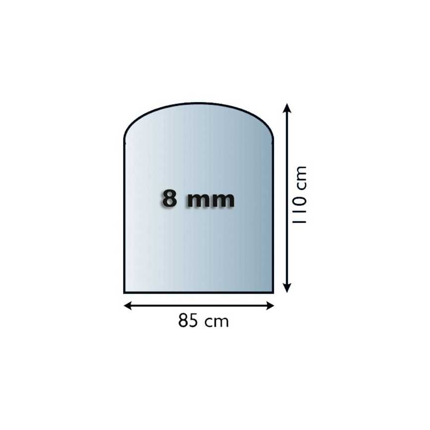 Γυάλινο προστατευτικό τζακιού 1100x850x8 mm μισή αψίδα