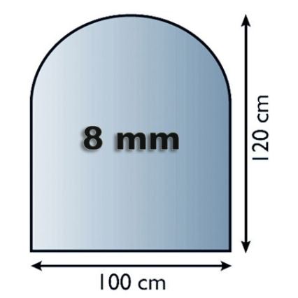 Γυάλινο προστατευτικό τζακιού 1200x1000x8 mm μισή αψίδα