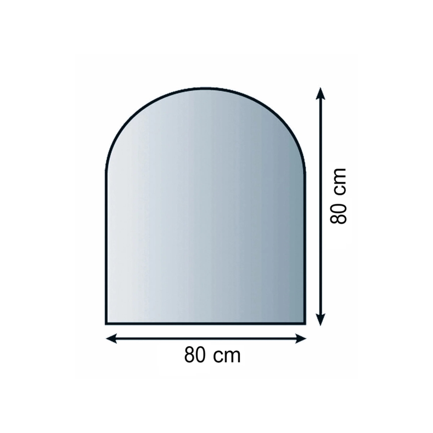 Γυάλινο προστατευτικό τζακιού 800x800x8 mm μισή αψίδα