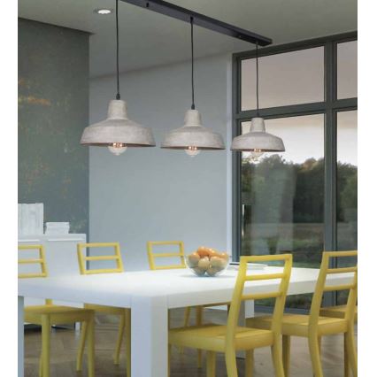 Zambelis 1653 - Φωτιστικό οροφής με καλώδιο 3xE27/40W/230V σκυρόδεμα
