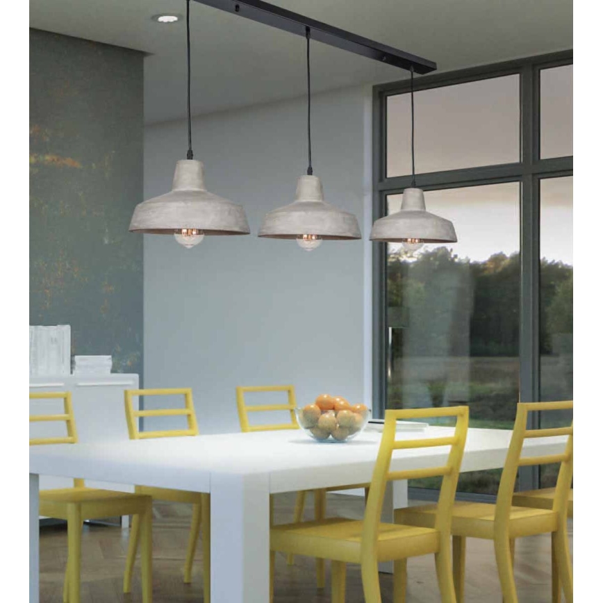 Zambelis 1653 - Φωτιστικό οροφής με καλώδιο 3xE27/40W/230V σκυρόδεμα