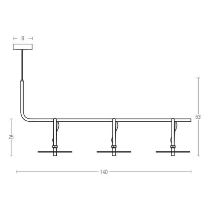 Zambelis 18138-B - Πολύφωτο LED με συρματόσχοινο 3xLED/5W/230V