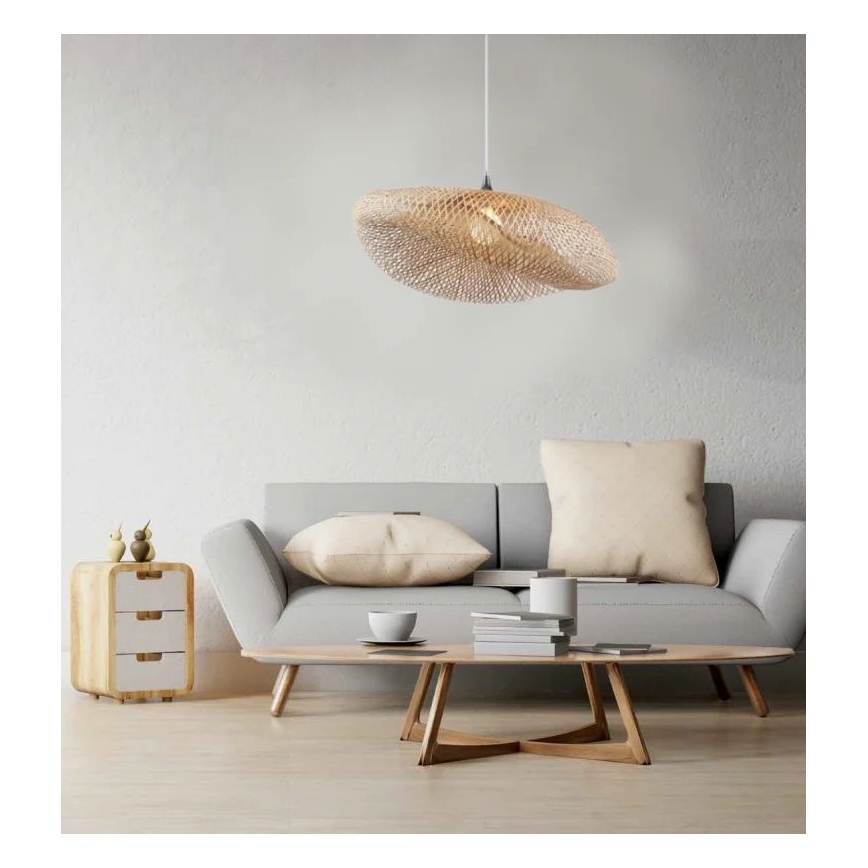 Zambelis 19103 - Πολύφωτο με συρματόσχοινο 1xE27/40W/230V μπαμπού/μπεζ