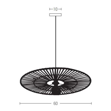 Zambelis 19104 - Πολύφωτο με συρματόσχοινο 1xE27/40W/230V μπαμπού/μαύρο