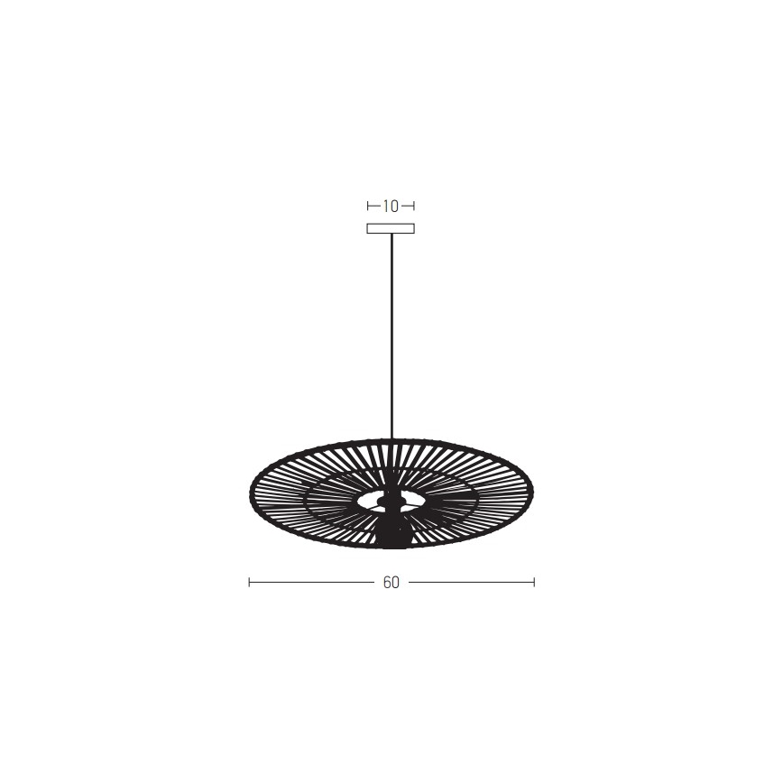 Zambelis 19104 - Πολύφωτο με συρματόσχοινο 1xE27/40W/230V μπαμπού/μαύρο