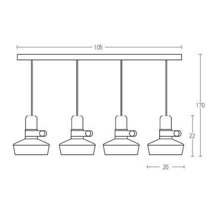 Zambelis 1993-B - Πολύφωτο με συρματόσχοινο 4xE27/40W/230V μαύρο