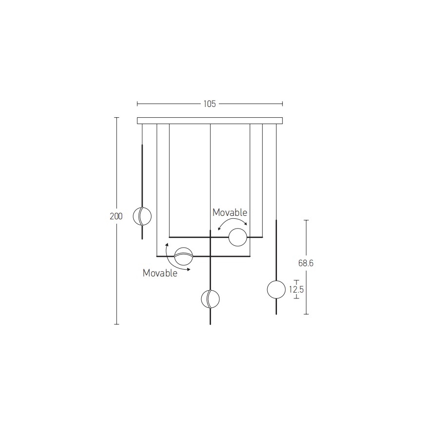 Zambelis 2001 - Πολύφωτο LED με συρματόσχοινο LED/38W/230V