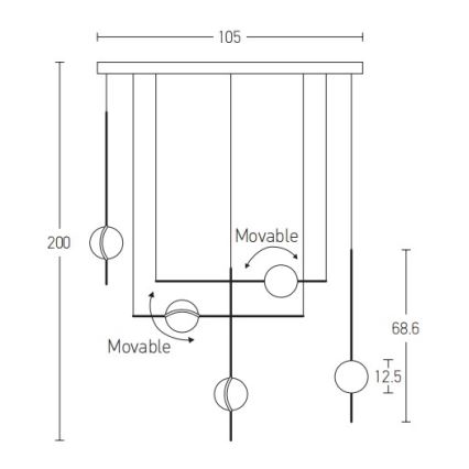 Zambelis 2001 - Πολύφωτο LED με συρματόσχοινο LED/38W/230V