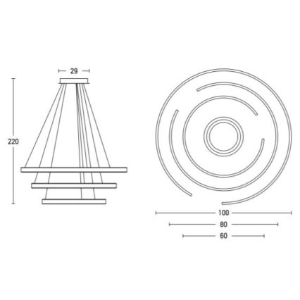 Zambelis 2014 - Led Dimmable κρεμαστό φωτιστικό οροφής LED/120W/230V χρυσαφί