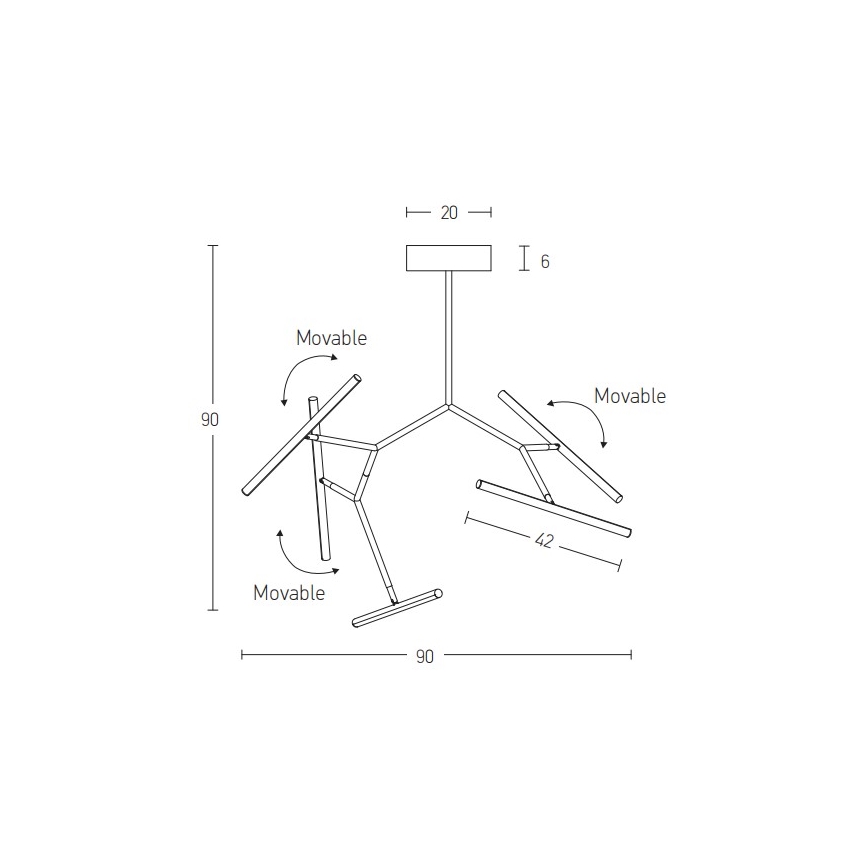 Zambelis 2071 - Κρεμαστό πολύφωτο dimming LED LED/49W/230V χρυσαφί