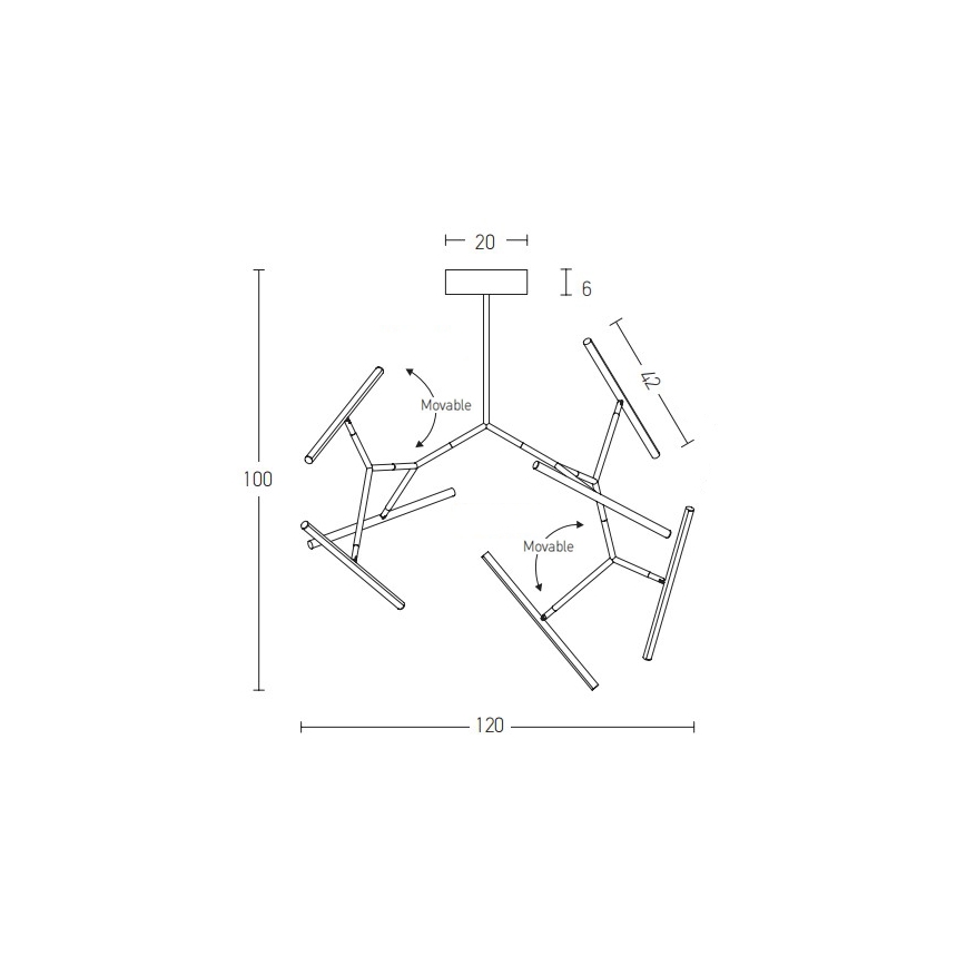Zambelis 2072 - Κρεμαστό πολύφωτο dimming LED LED/68W/230V μαύρο