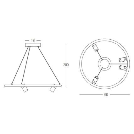 Zambelis 22012 - Led Dimmable κρεμαστό φωτιστικό οροφής LED/47W/230V διάμετρος 60 cm μαύρο