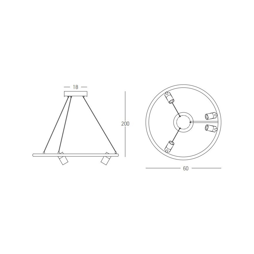 Zambelis 22012 - Led Dimmable κρεμαστό φωτιστικό οροφής LED/47W/230V διάμετρος 60 cm μαύρο