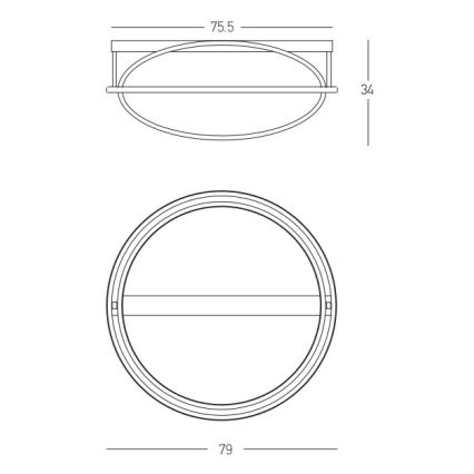 Zambelis 22019 -  LED Πλαφονιέρα οροφής ντιμαριζόμενη LED LED/80W/230V διάμετρος 79 cm χρυσαφί