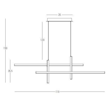 Zambelis 22022 - Led Dimmable κρεμαστό φωτιστικό οροφής LED/41W/230V χρυσαφί