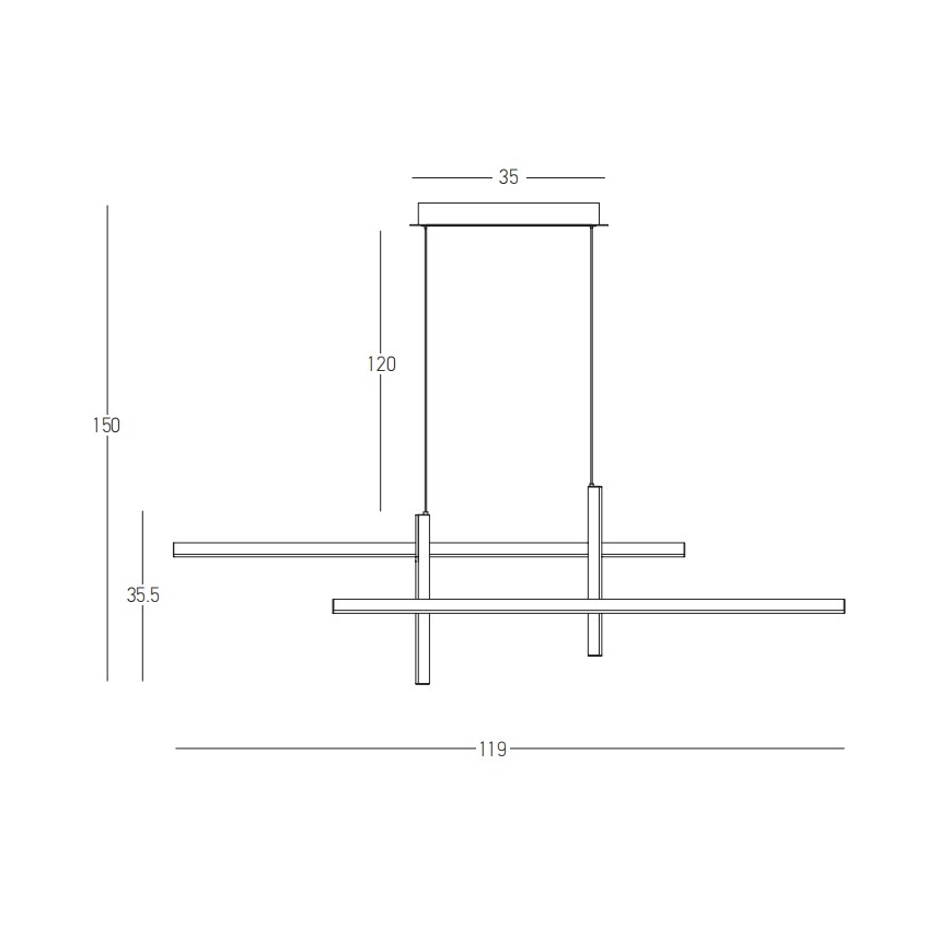 Zambelis 22022 - Led Dimmable κρεμαστό φωτιστικό οροφής LED/41W/230V χρυσαφί