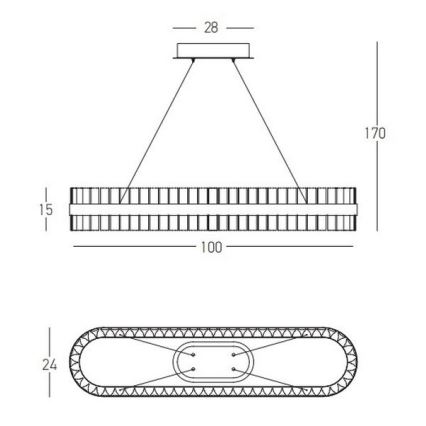 Zambelis 22041 - Led Dimmable κρεμαστό φωτιστικό οροφής LED/68W/230V χρυσαφί