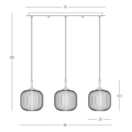 Zambelis 22074 - Κρεμαστό φωτιστικό οροφής ράγα 3xE27/40W/230V