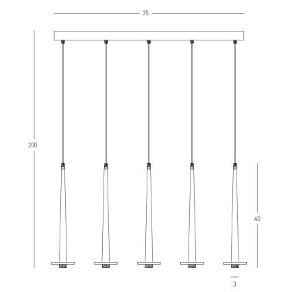 Zambelis 22112 - Led Dimmable κρεμαστό φωτιστικό οροφής 5xLED/3W/230V CRI90 μαύρο