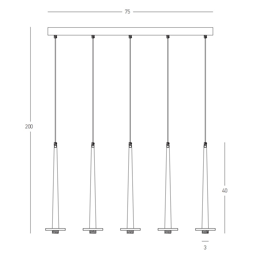 Zambelis 22112 - Led Dimmable κρεμαστό φωτιστικό οροφής 5xLED/3W/230V CRI90 μαύρο