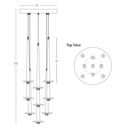 Zambelis 22113 - Led Dimmable κρεμαστό φωτιστικό οροφής 9xLED/3W/230V CRI90 μαύρο