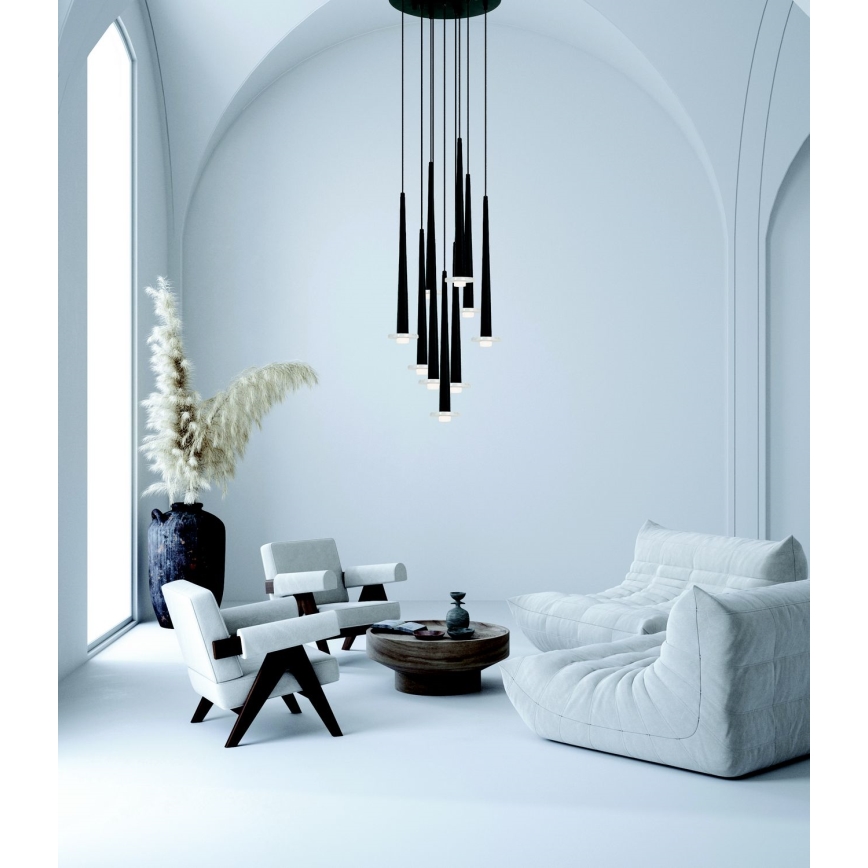 Zambelis 22113 - Ρυθμιζόμενο LED φωτιστικό οροφής με καλώδιο 9xLED/3W/230V CRI90 μαύρο