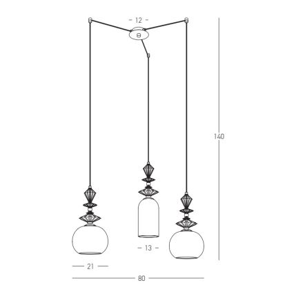 Zambelis 22152 - Κρεμαστό φωτιστικό οροφής 3xE27/40W/230V spider ceramics