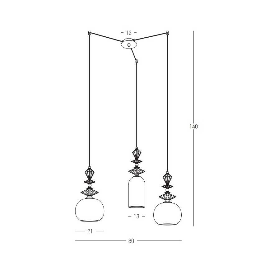 Zambelis 22152 - Κρεμαστό φωτιστικό οροφής 3xE27/40W/230V spider ceramics