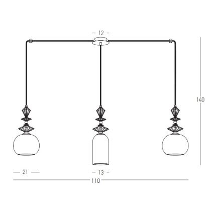 Zambelis 22153 - Κρεμαστό φωτιστικό οροφής 3xE27/40W/230V spider ceramics