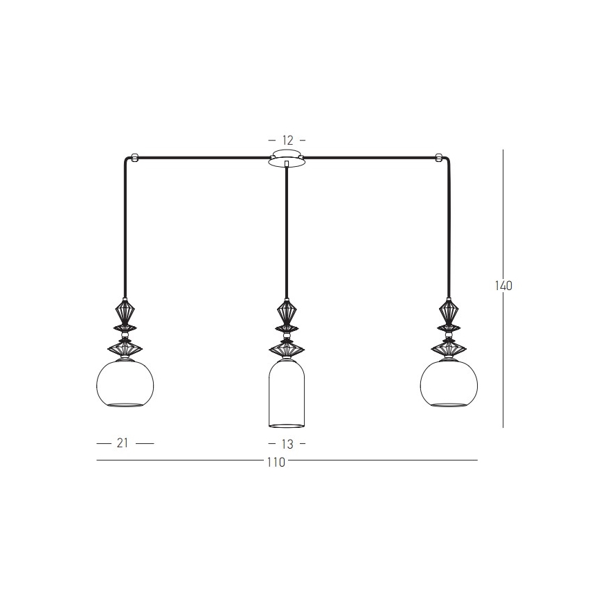 Zambelis 22153 - Κρεμαστό φωτιστικό οροφής 3xE27/40W/230V spider ceramics