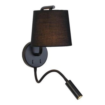 Zambelis H57 - Ευέλικτο φωτιστικό LED/3W + 1xE27/40W/230V μαύρο