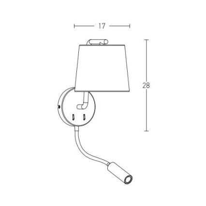 Zambelis H57 - Λάμπα τοίχου LED LED/3W + 1xE27/40W/230V μαύρο